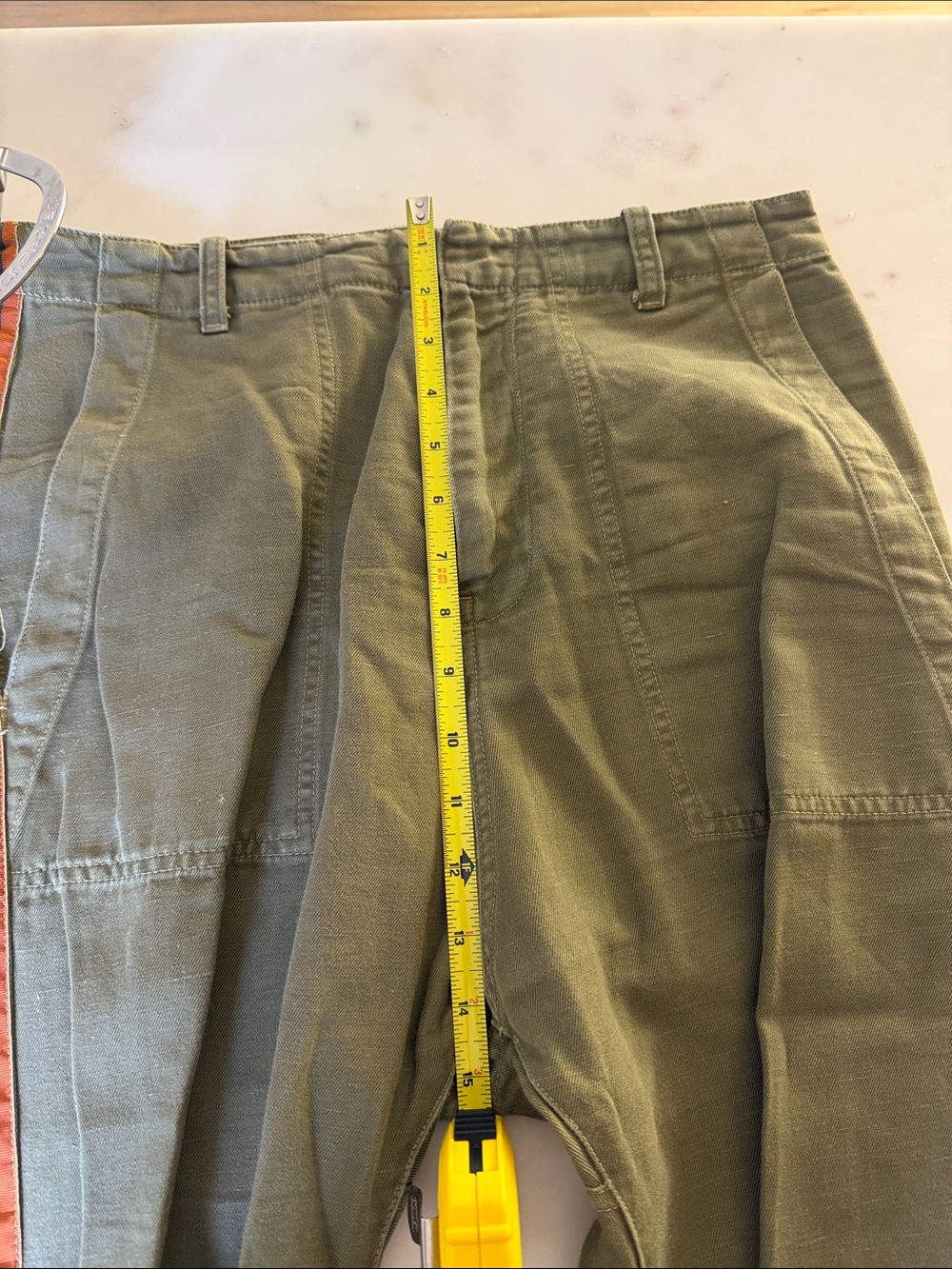 Nili Lotan Olive Green Utility Pants with Orange Stripe - Picture 7 of 7